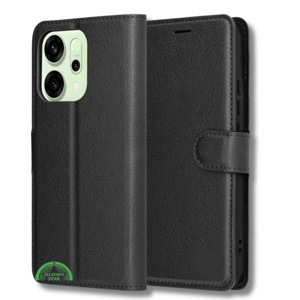 Hoesje voor Oppo Reno 14F Zwart Bookcase Premium kunstleer volledig – foto 4