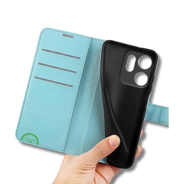 Hoesje voor Oppo Reno 14F Lichtblauwe Bookcase Premium kunstleer volledig – foto 5