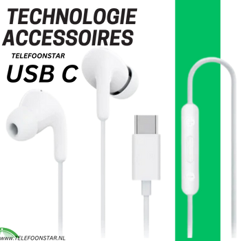Oordopjes Kraakhelder Geluid en Perfecte Pasvorm Witte Type-C In-Ear