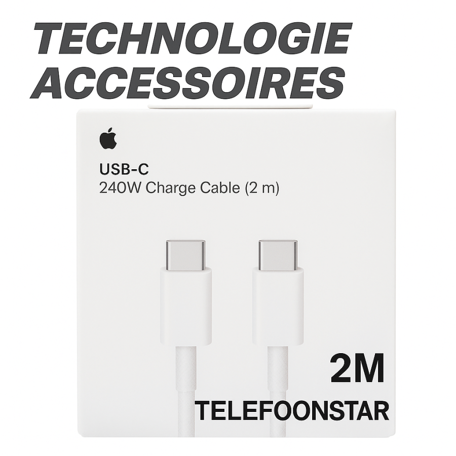 Originele Apple USB-C naar USB-C Oplaadkabel 240W 2 Meter voor iPhone 18 Serie