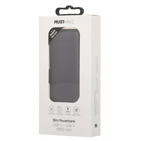 Powerbank 5000 mAh &ndash; Slim Design met USB-C &amp; USB-A – foto 4