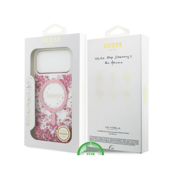 iPhone 17 Pro Max Guess MagSafe Hoesje &ndash; Roze Glitter Transparante Bescherming – foto 6