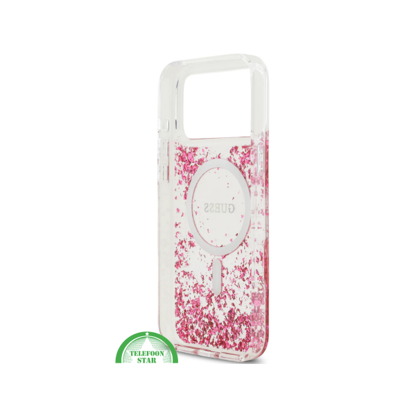 iPhone 17 Pro Max Guess MagSafe Hoesje &ndash; Roze Glitter Transparante Bescherming – foto 4