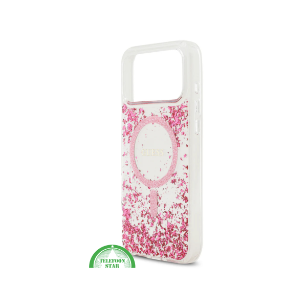 iPhone 17 Pro Max Guess MagSafe Hoesje &ndash; Roze Glitter Transparante Bescherming – foto 3