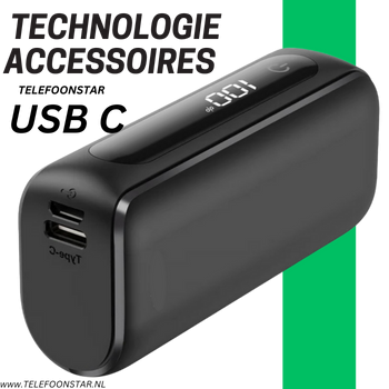 Telefoonstar PocketCharge 5000 &ndash; Compacte Powerbank met USB & Type-C