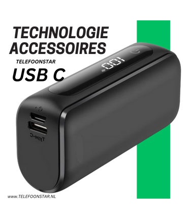 Telefoonstar PocketCharge 5000 &ndash; Compacte Powerbank met USB & Type-C