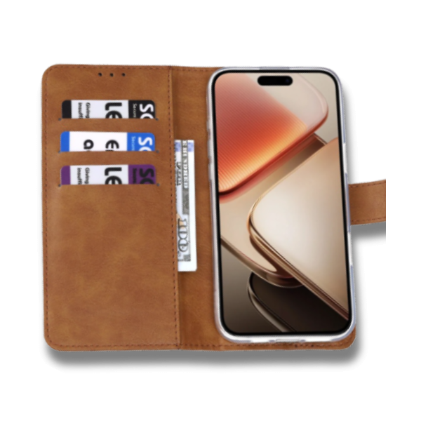 Hoesje Xiaomi 15 Bruin Lederen Look Met Pasjeshouder &amp; Kickstand – foto 4