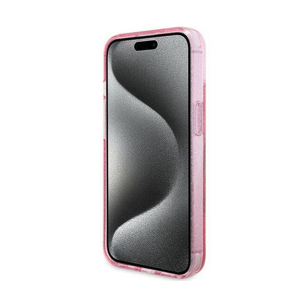 iPhone 15 MagSafe met Ringstandaard Hoesje | Guess Hoesje | Glitter Roze – foto 4