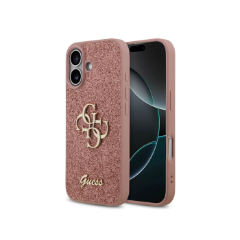 Guess Roze Glitter Hoesje &ndash; met Gouden Logo & Stijlvolle Bescherming