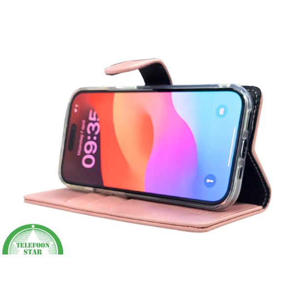 Bookcase Hoesje iPhone 17 Roze &ndash; Stijlvol Hoesje met Pasjeshouder – foto 3