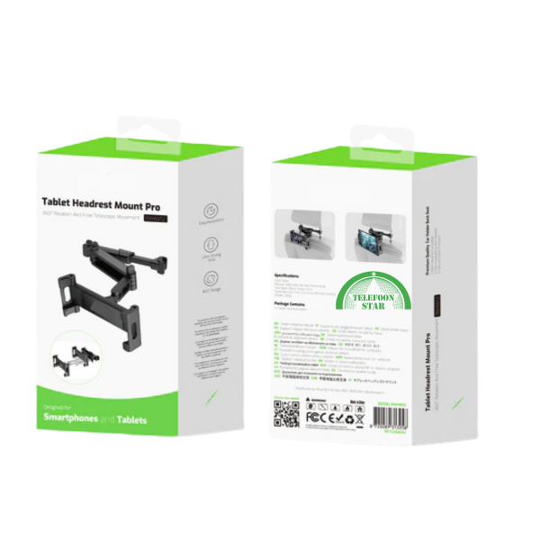 Tablet &amp; Smartphone Hoofdsteun Houder Auto &ndash; RXHW12 &ndash; 360&deg; Verstelbaar | Telefoonstar – foto 4