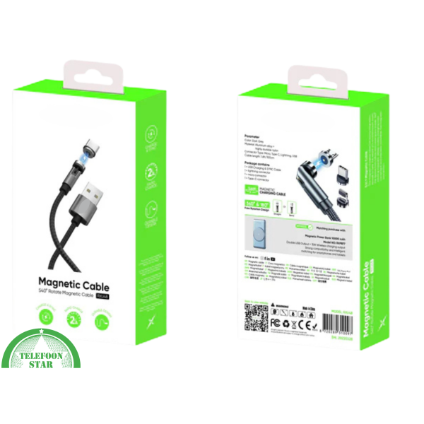 Magnetische Oplaadkabel &ndash; Huismerk &ndash; 360&deg; Draaibaar | Inclusief USB-C &amp; Micro-USB Adapter – foto 5