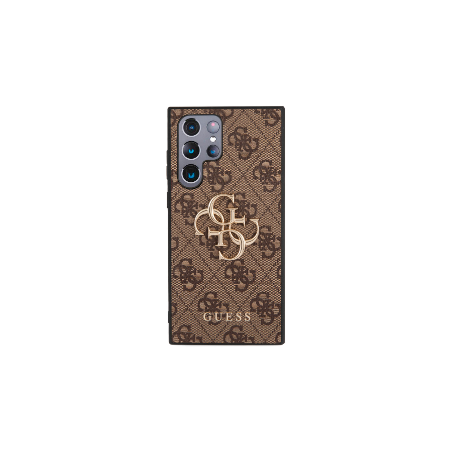 Samsung Galaxy S23 Ultra Hoesje Guess Bruin met Goud