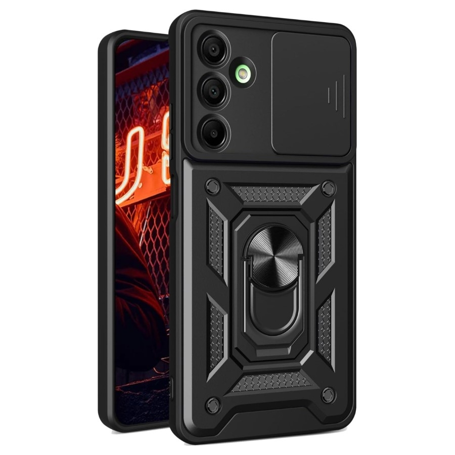 Hoesje Samsung A16 5G met camera bescherming | Standaard functie | Functioneel en optimale bescherming in &eacute;&eacute;n | Zwart