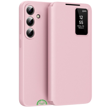 Samsung Galaxy S26 Elegance Bookcase Hoesje Roze Smart Window Wallet Cover