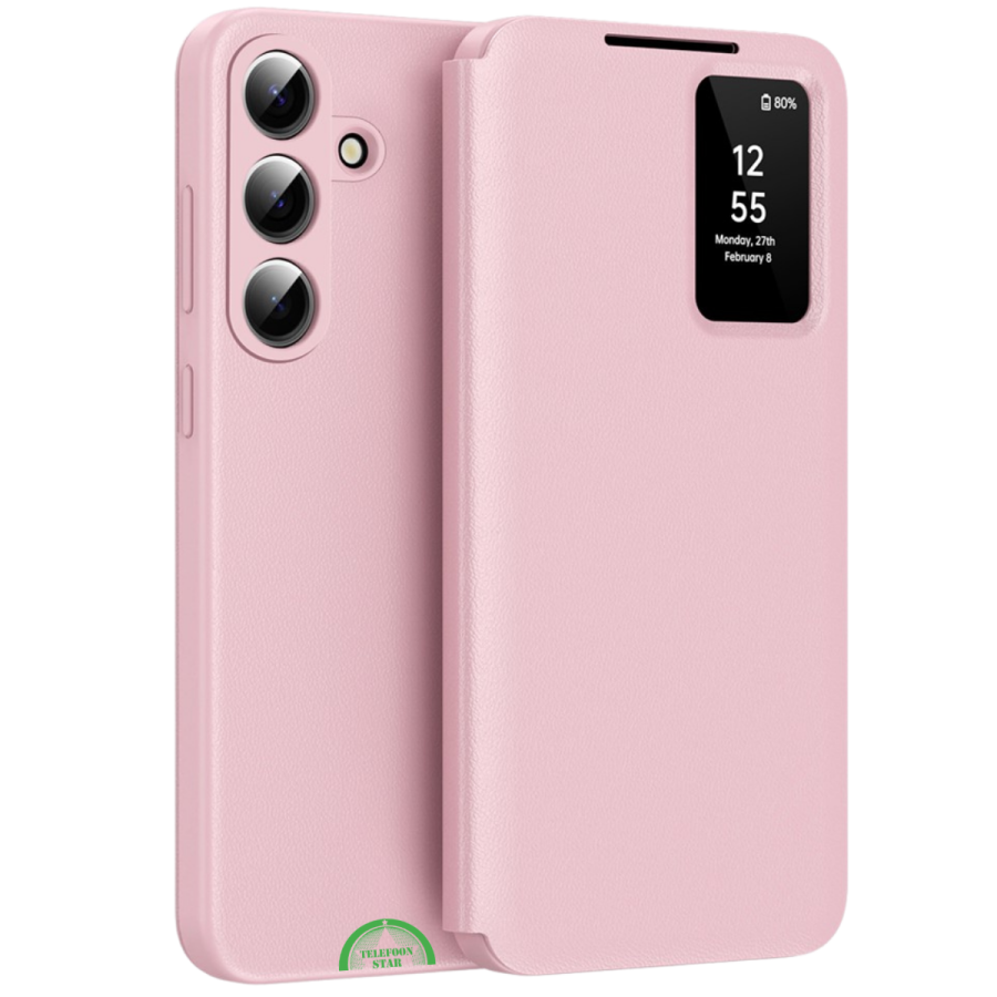 Samsung Galaxy S26 Elegance Bookcase Hoesje Roze Smart Window Wallet Cover