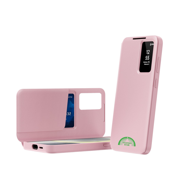 Samsung Galaxy S26 Elegance Bookcase Hoesje Roze Smart Window Wallet Cover – foto 4