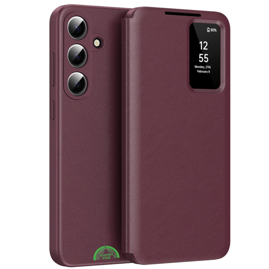 Samsung Galaxy S26 Plus Burgundy Prestige Bookcase Hoesje Rood Premium Smart View Case