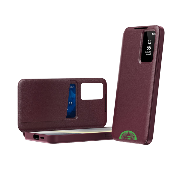 Samsung Galaxy S26 Plus Burgundy Prestige Bookcase Hoesje Rood Premium Smart View Case – foto 5
