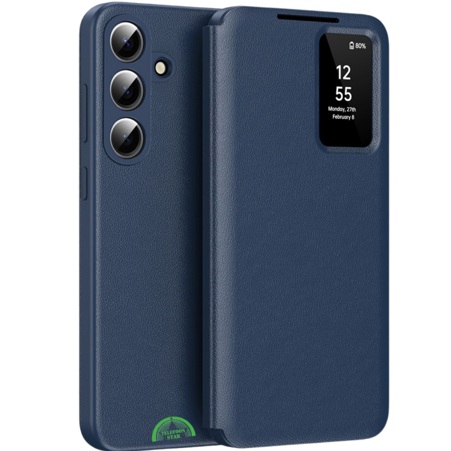 Samsung Galaxy S26 Plus Sapphire Blue Bookcase Hoesje Donkerblauw Smart View Wallet Cover