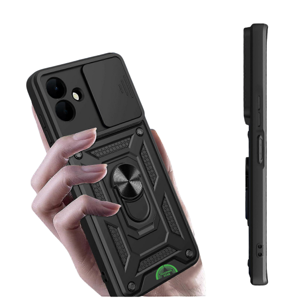 Hoesje voor Samsung Galaxy A07 Zwart Armor Ring Kickstand Case, Slank – foto 2
