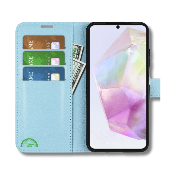Hoesje voor Samsung Galaxy A57 Lichtblauwe Bookcase Sterke magnetische sluiting – foto 2