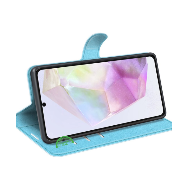 Hoesje voor Samsung Galaxy A57 Lichtblauwe Bookcase Sterke magnetische sluiting – foto 4