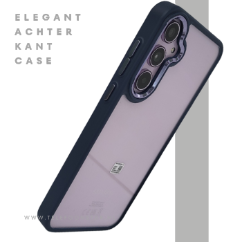 Hoesje voor Samsung A37 Transparant met Blauwe Rand Schokbestendig