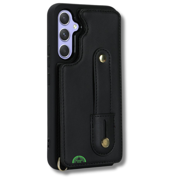 Samsung Galaxy S26 Case Kickstand Card Slots Leather Coated TPU Cover with Shoulder Strap - Black – foto 7