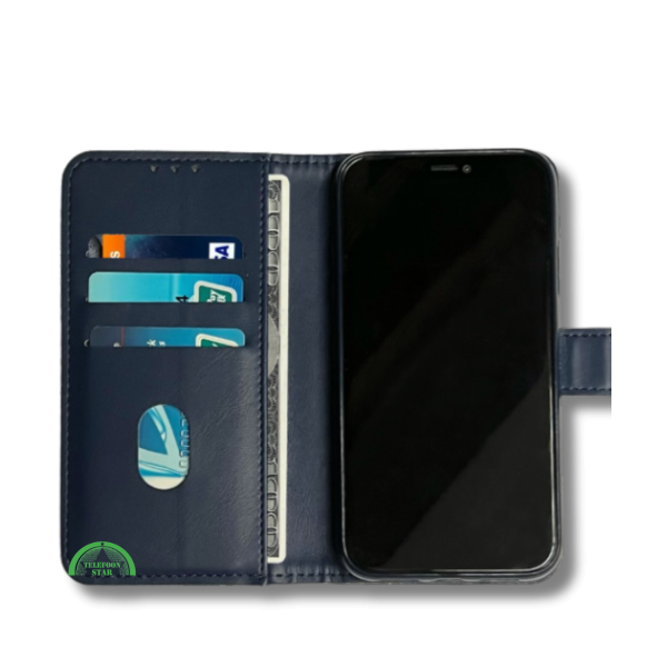 Hoesje voor Samsung Xcover 7 Donker blauw Bookcase Slim Leren met Pasjeshouder – foto 2