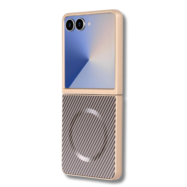 Samsung Galaxy Z Flip 7 Magnetic Carbon Fiber MagSafe Hoesje Goud – foto 3