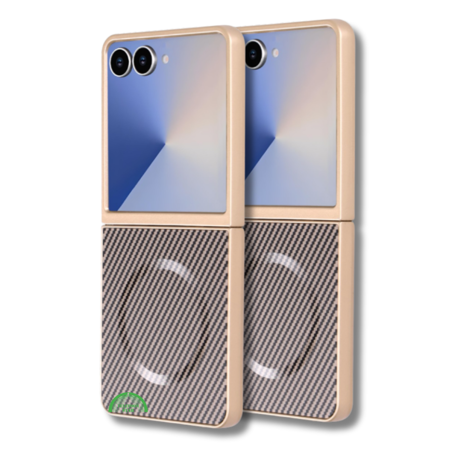 Samsung Galaxy Z Flip 7 Magnetic Carbon Fiber MagSafe Hoesje Goud