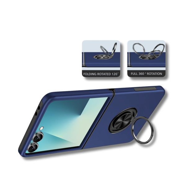 Samsung Galaxy Z Flip 7 Anti-Drop Ring Armor Hoesje Blauw – foto 3