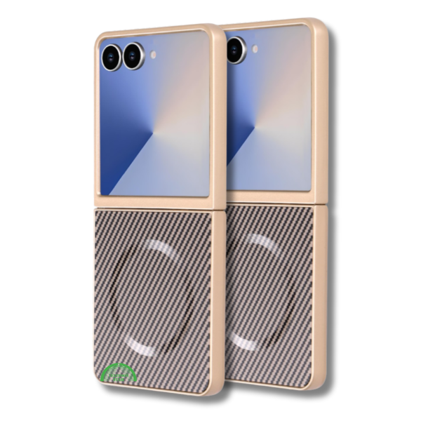 Samsung Galaxy Z Flip 7 Magnetic Carbon Fiber MagSafe Hoesje Goud – foto 5