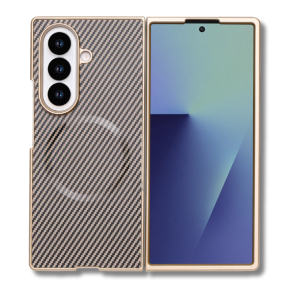  Samsung Galaxy Z Fold 7 Magnetic Carbon Fiber MagSafe Hoesje Goud – foto 4