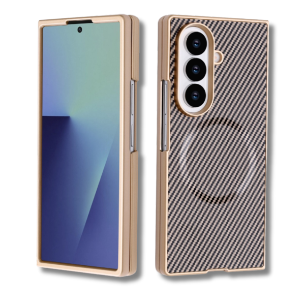  Samsung Galaxy Z Fold 7 Magnetic Carbon Fiber MagSafe Hoesje Goud – foto 3