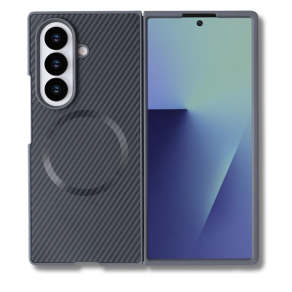 Samsung Galaxy Z Fold 7 Magnetic Carbon Fiber MagSafe Hoesje Grijs – foto 4