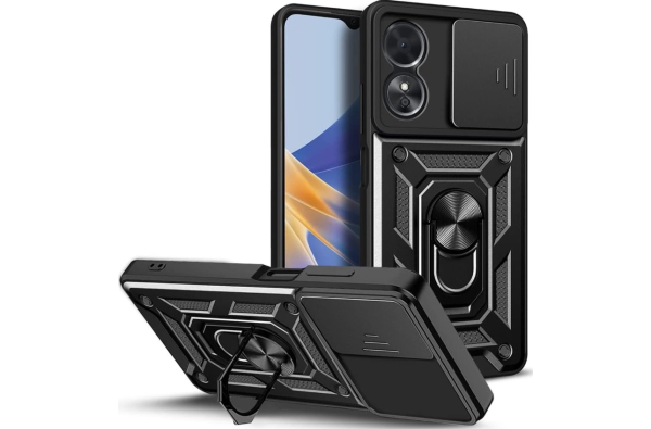 Xcover 7 Hoesjes Achterkant Zwart Camera Slider Kickstand Ring Armor