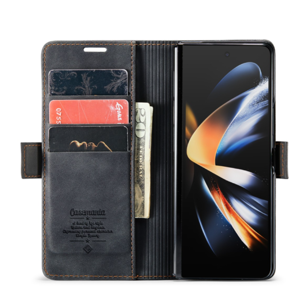 Samsung Galaxy Z Fold 6 Hoesje boek case met Pasjes Zwart – foto 2