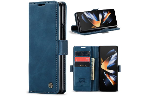 Samsung Galaxy Z Fold 6 Hoesje boek case met Pasjes Donker Blauw