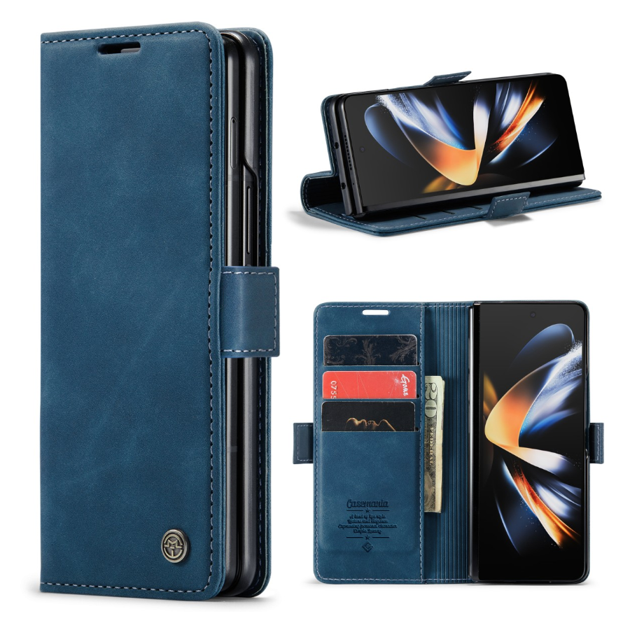 Samsung Galaxy Z Fold 6 Hoesje boek case met Pasjes Donker Blauw