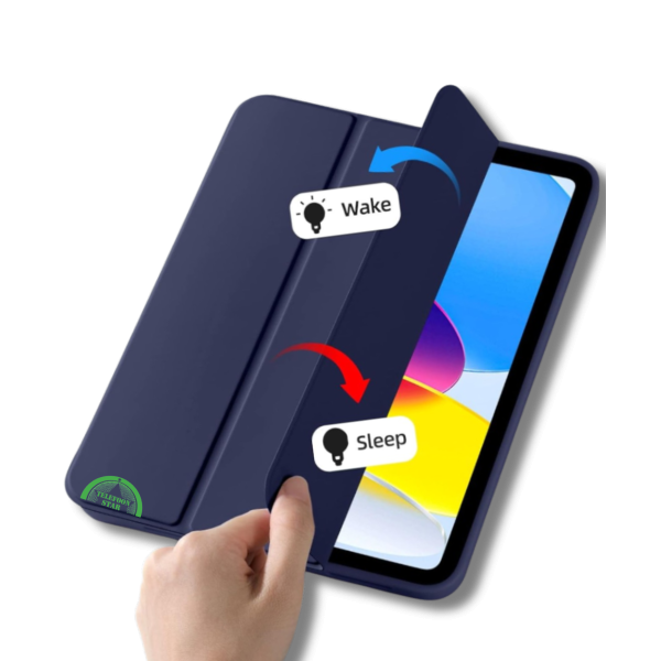 Hoesje voor iPad A16(2025)/iPad 2022 (10.9 inch 10e Gen) - Donker Blauw Silicone Smart Cover Met Pen Slot – foto 4