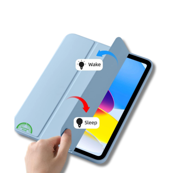 Hoesje voor iPad A16(2025)/iPad 2022 (10.9 inch 10e Gen) Lichtblauw Silicone Smart Cover Met Pen Slot – foto 2