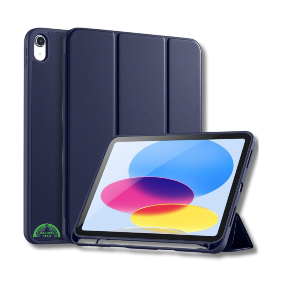 Hoesje voor iPad A16(2025)/iPad 2022 (10.9 inch 10e Gen) - Donker Blauw Silicone Smart Cover Met Pen Slot