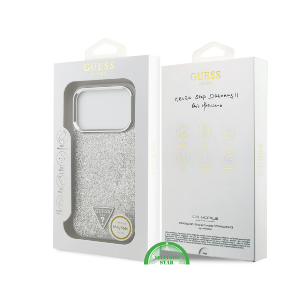 Guess iPhone 17 Pro Hoesje met MagSafe &ndash; Zilveren Glitter Luxe Bescherming – foto 7