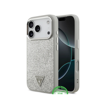 Guess iPhone 17 Pro Hoesje met MagSafe &ndash; Zilveren Glitter Luxe Bescherming