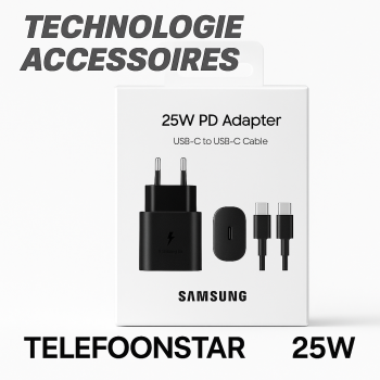Samsung Adapter (25W PD) met kabel USB-C to USB-C Zwart