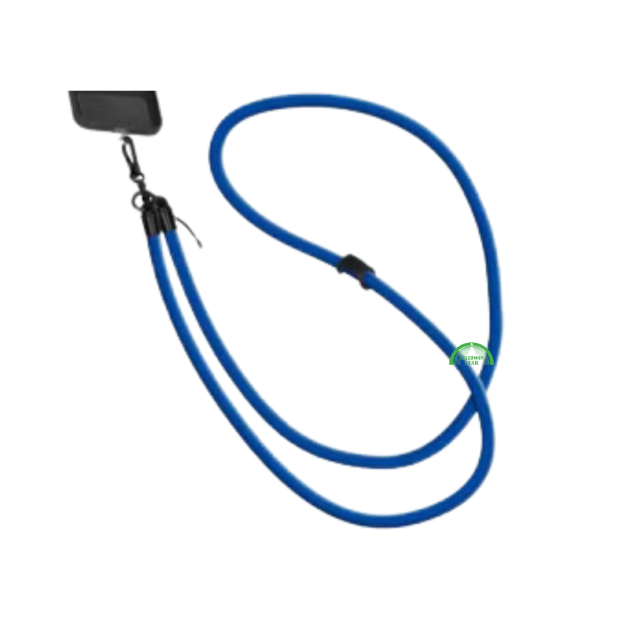 Universeel Telefoonkoord Donker Blauw&ndash; Verstelbaar met Bevestigingsplaatje