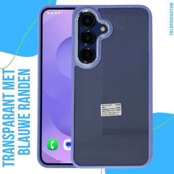 Hoesje voor Samsung Galaxy S26 Transparant met Blauwe Randen