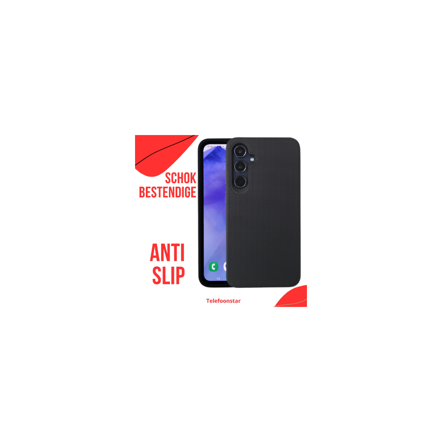 Samsung Galaxy S25 Edge Hoesje Zwart Schokbestendige Anti Slip Backcover
